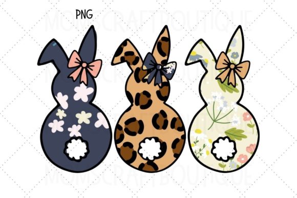 Download Easter Bunny Trio Patterned with Bows - Patterned Collection