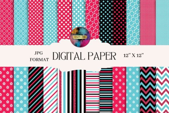 Download Pink, Blue and Black Patterned Paper - Premium Resources