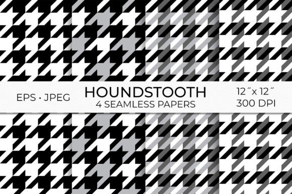 Download Classic Houndstooth Plaid Digital Papers - Houndstooth Collection