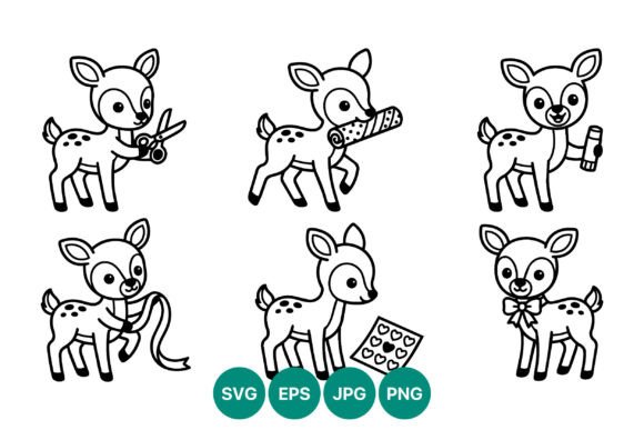 Download Cute Baby Deer with Craft Supplies Line - Craft supplies Collection