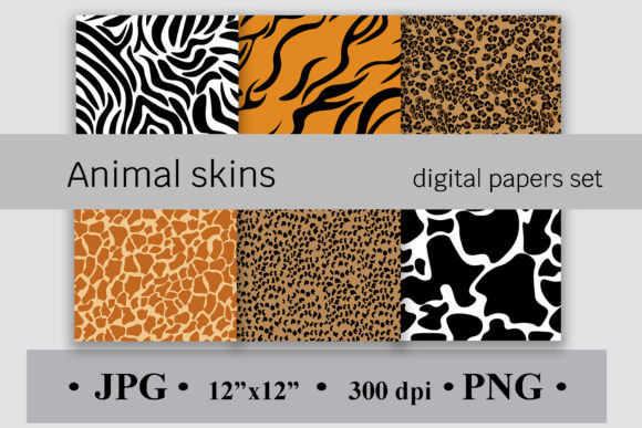 Download Animal Skins Digital Paper Set - Animal skins Collection