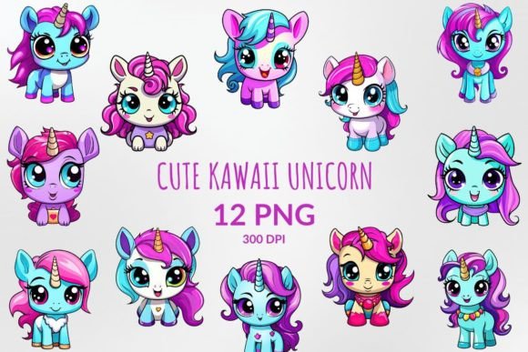 Download Cute Kawaii Unicorn Sublimation Bundle - Kawaii unicorn Collection