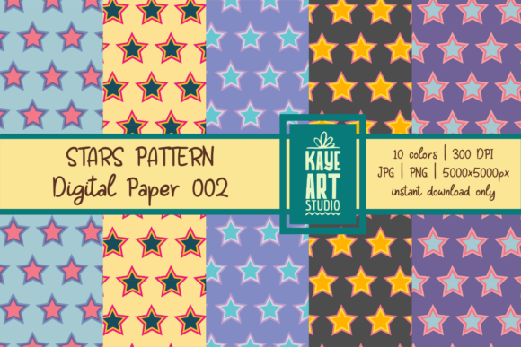 Download Stars Pattern Digital Paper 002 - Star Collection