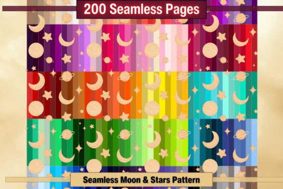 Download Seamless Moon &amp; Stars Pattern Pages - Star Collection
