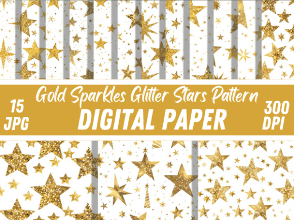 Download Gold Sparkles Glitter Stars Pattern Set - Star Collection