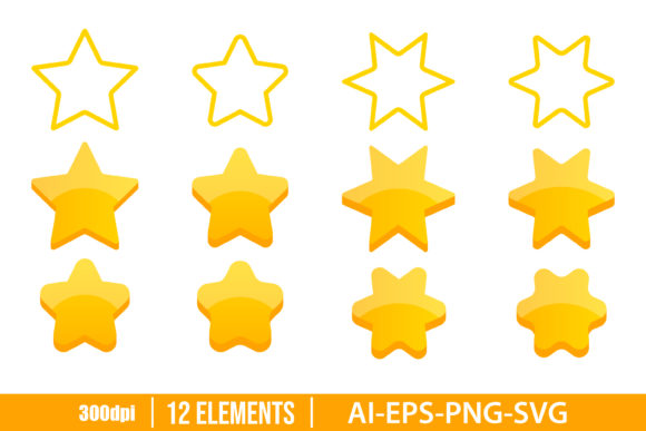 Download Golden Stars Clipart Set - Star Collection