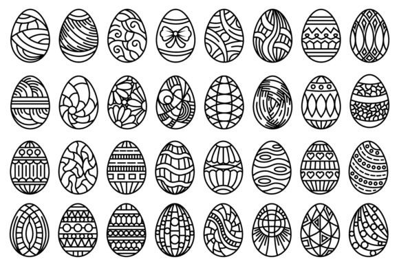Download Patterned Egg Illustrations Set - Patterned Collection
