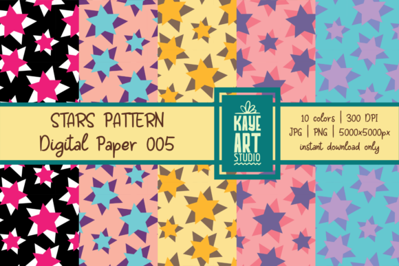 Download Stars Pattern Digital Paper 005 - Star Collection