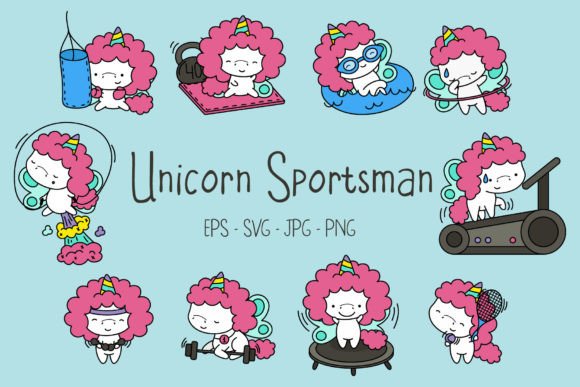 Download Cute Kawaii Unicorn Sportsman Clipart - Kawaii unicorn Collection