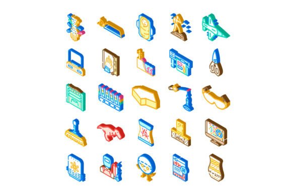 Download Collection of Isometric Craft Supplies a - Craft supplies Collection