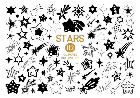 Download Black Stars Clipart Bundle Shooting Star - Star Collection