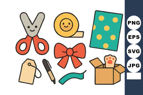 Download Cute Craft Supplies with Scissors Tape - Craft supplies Collection