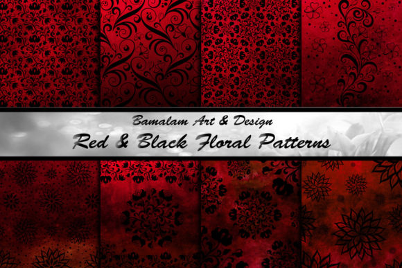 Download Red &amp; Black Floral Patterned Backgrounds - Patterned backgrounds Collection