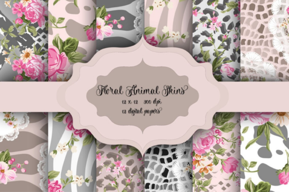 Download Floral Animal Skins Digital Paper - Animal skins Collection