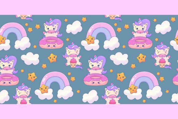 Download Cute Kawaii Unicorn Seamless Pattern - Kawaii unicorn Collection