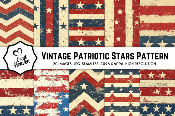 Download Vintage Patriotic Stars Pattern - Star Collection