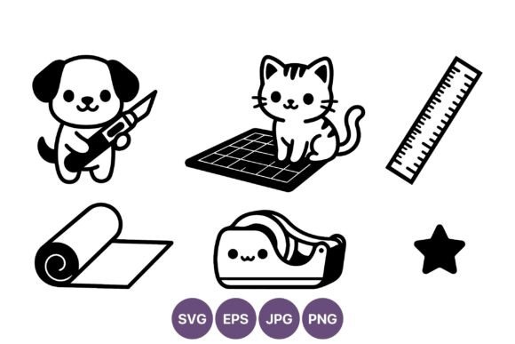 Download Cute Cartoon Dog and Cat Craft Supplies - Craft supplies Collection