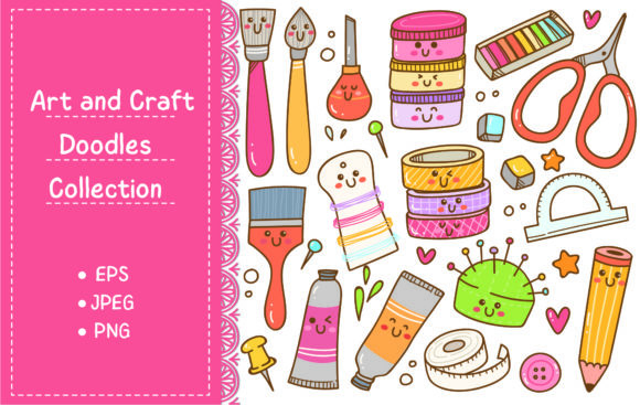 Download Art and Craft Supplies Doodle, DIY Tools - Craft supplies Collection
