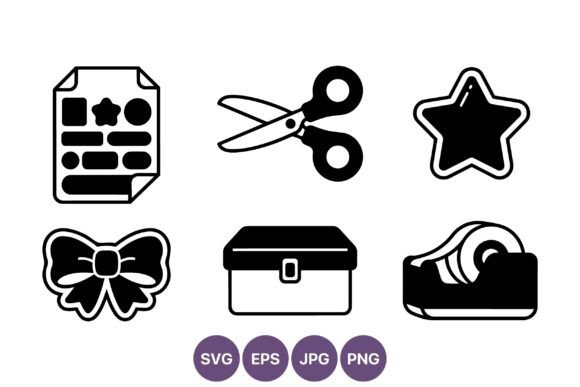 Download Craft Supplies Black White Vector Icons - Craft supplies Collection