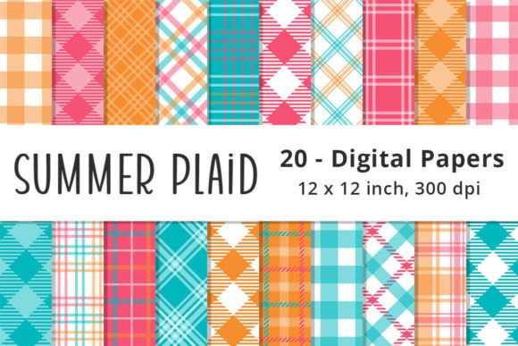 Download Summer Plaid Scrapbook Patterned Paper - Patterned paper Collection