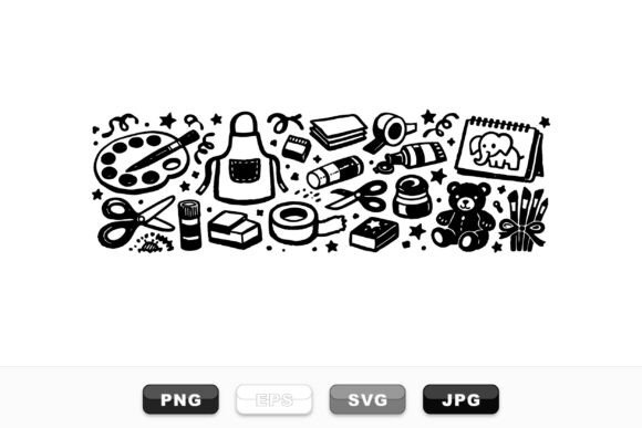 Download Craft Supplies Doodle Clipart Set - Craft supplies Collection