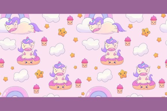 Download Cute Kawaii Unicorn Seamless Pattern - Kawaii unicorn Collection